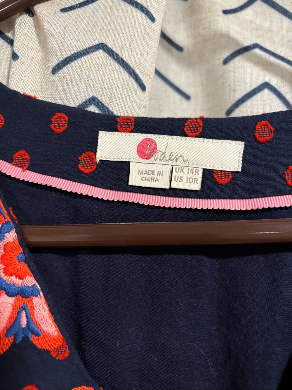 Boden Navy Floral Midi Dress with Pink Accents - Picture 4 of 4
